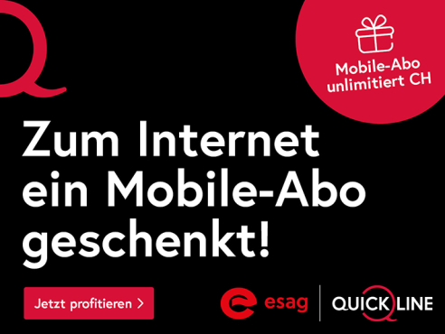 Quickline Werbung: Zum Internet ein Mobile-Abo geschenkt.
